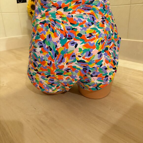 Catalina Colorful Abstract Print One Piece Swimsuit NWTs Cross Front Design - Picture 8 of 10